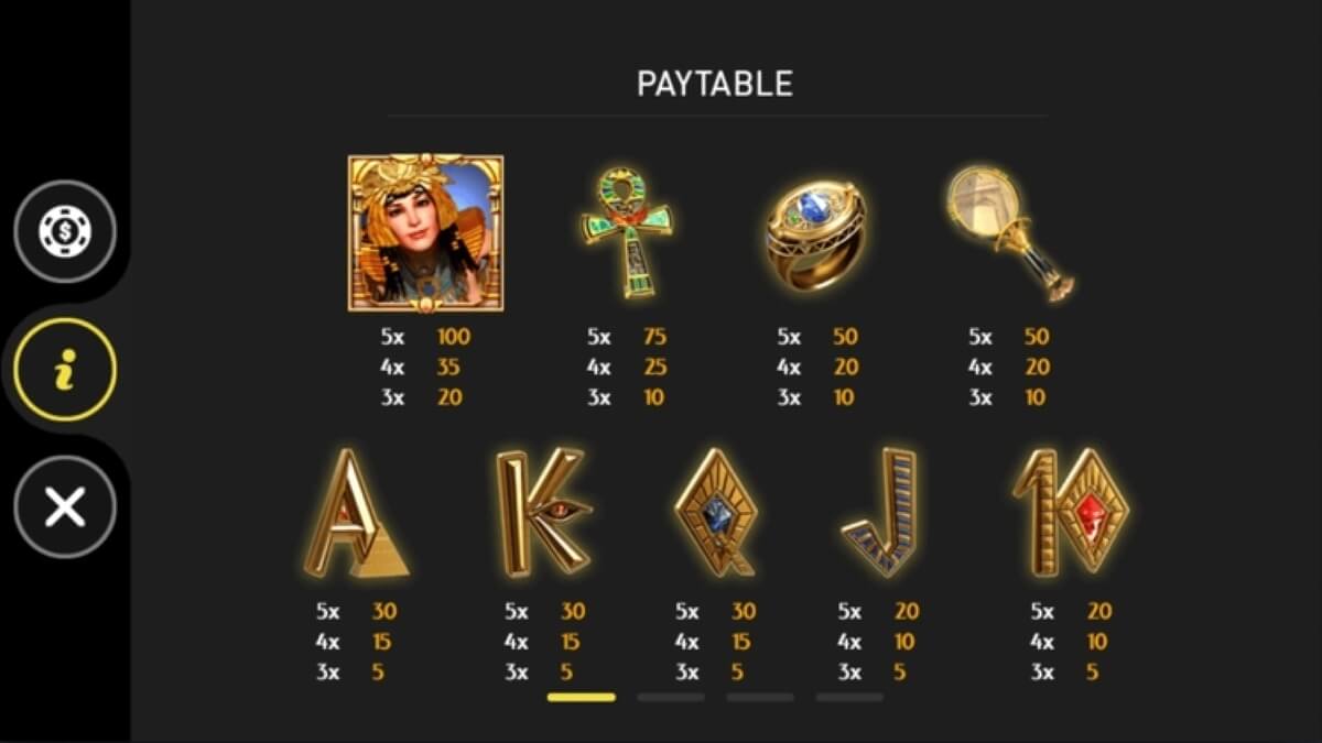 cleopatra slot paytable