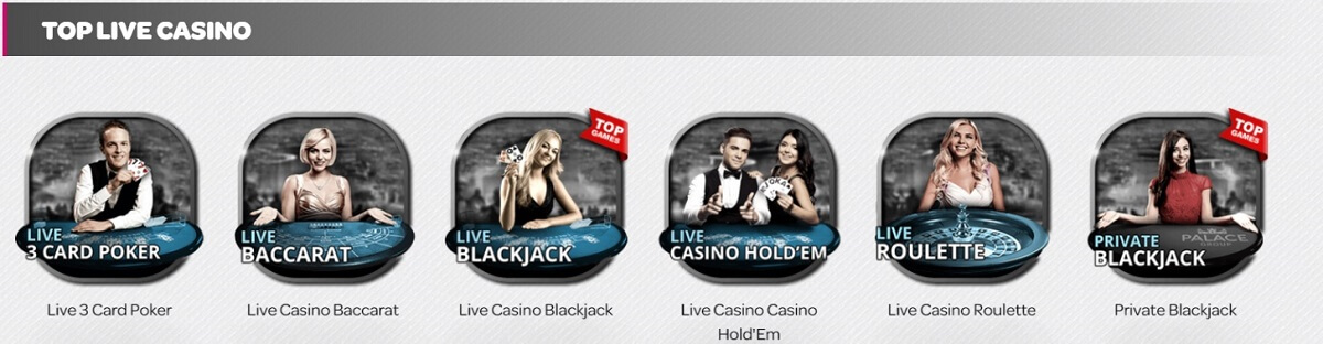 spin casino live games